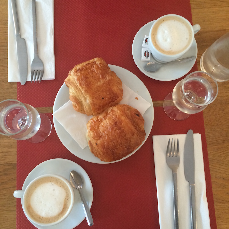 cafe au laits and croissants