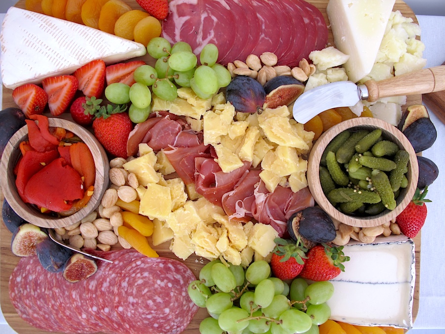 perfectly styled meat and cheese plate