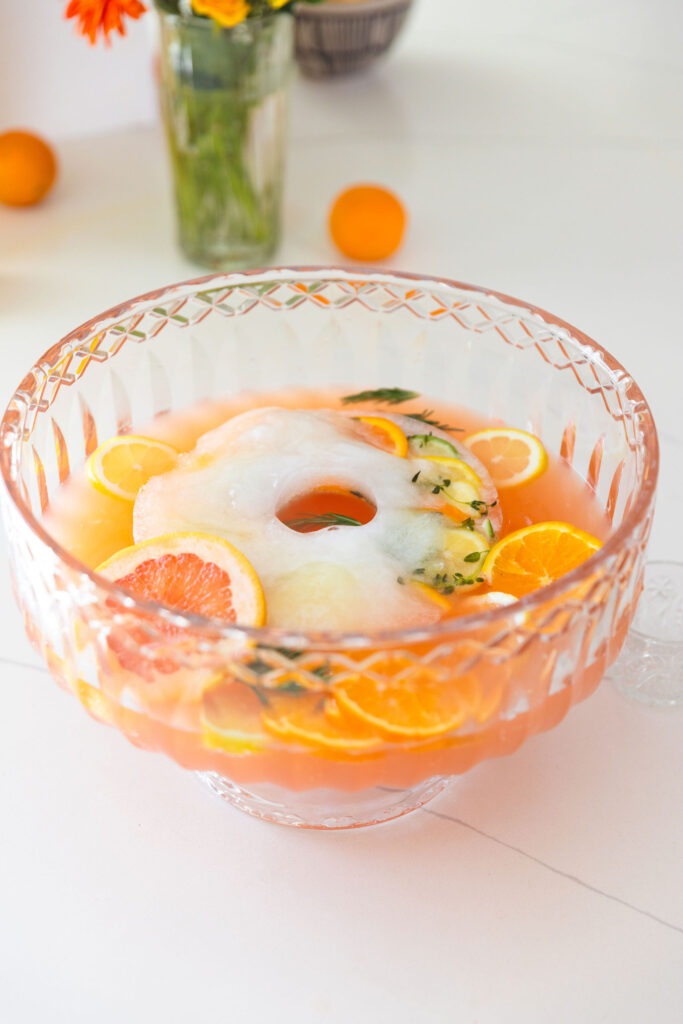 sparkling citrus punch in a bowl